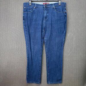 Izod Matchstick Petite Womens Size 16P Blue Straight Leg Denim Jeans